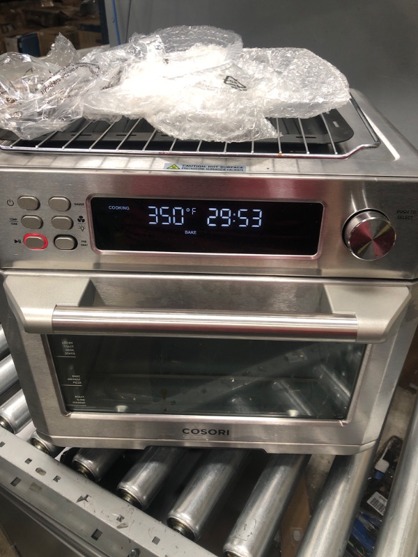 Photo 2 of ***TESTED WORKING*** COSORI Air Fryer Toaster Oven Combo, 12-in-1 Convection Ovens Countertop, Stainless Steel, Smart, 6-Slice Toast, 12-inch Pizza, with Bake, Roast, Broil, 75 Recipes&Accessories Tray, Basket, 26.4QT 25L+Air fryer stainless steel