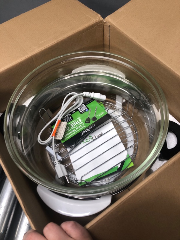 Photo 1 of ***TESTED WORKING*** Nutrichef PKAIRFR48.5 Air Fryer, Infrared Convection, Halogen Oven Countertop, Cooking, Stainless Steel, 13 Quart 1200W, Prepare Quick Healthy Meals, for French Fries & Chips (White), One Size