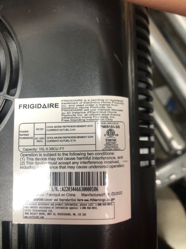 Photo 4 of ***TESTED WORKING*** FRIGIDAIRE Portable 10L, 15-can Mini Fridge Brushed Stainless Rugged Refrigerator, EFMIS188-SS