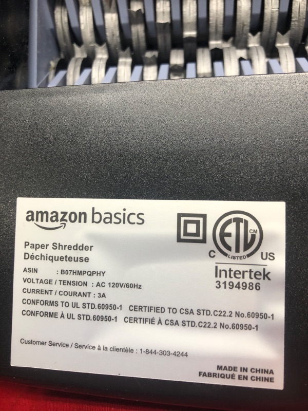 Photo 3 of ***NOT WORKING PARTS ONLY*** Amazon Basics 12-Sheet Cross-Cut Paper and Credit Card Home Office Shredder.