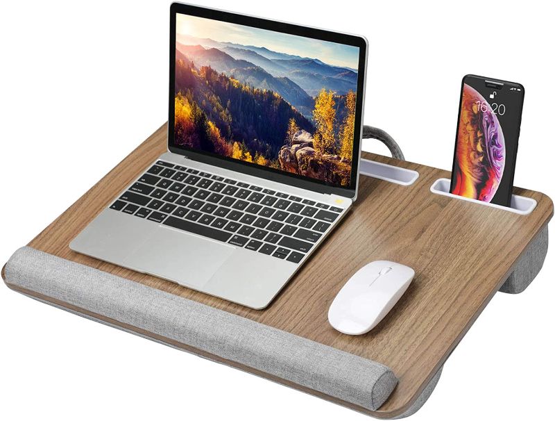 Photo 1 of HUANUO Lap Desk - Fits up to 17 inches Laptop, Built in Wrist Pad for Notebook, Tablet, Laptop Stand with Tablet, Pen & Phone Holder - HNLD9
