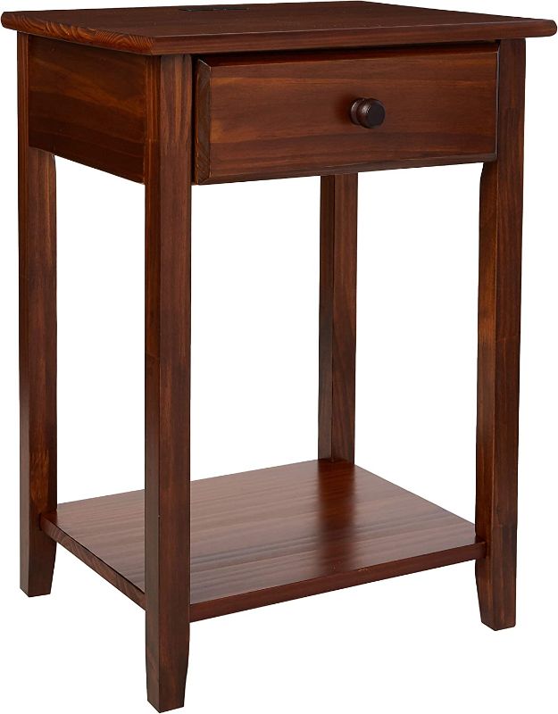 Photo 1 of Casual Home Night Owl Nightstand with USB Ports-Warm Brown
