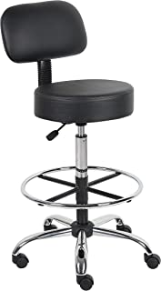 Photo 1 of Boss Office Products B16245-BK Be Well Medical Spa Drafting Stool with Back, Black