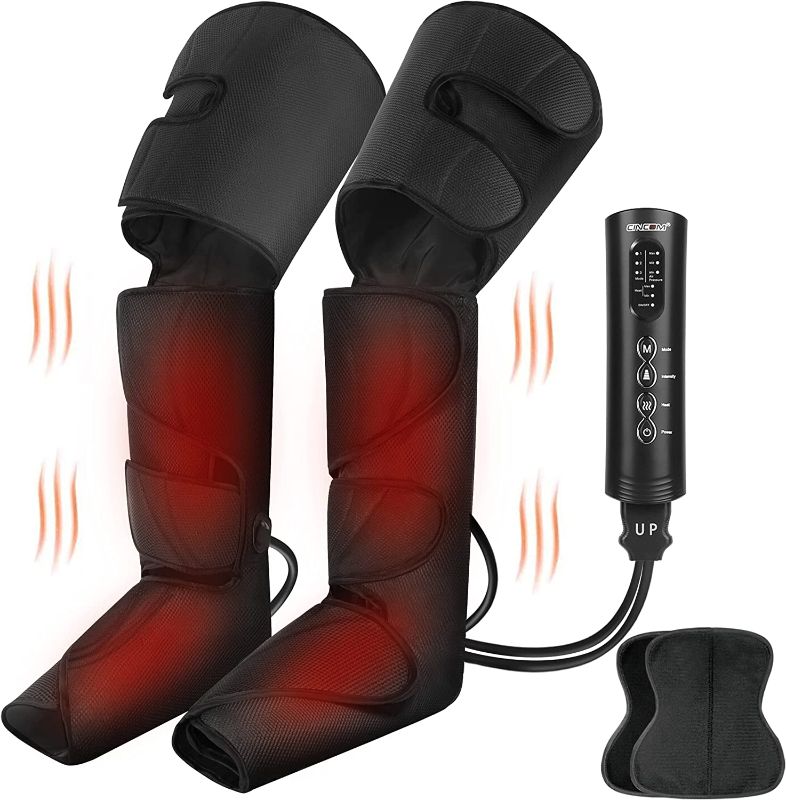 Photo 1 of CINCOM Leg Massager for Circulation with Heat, Foot Calf and Thigh Air Compression Leg Compression Massager with 3 Modes 3 Intensities and 2 Heating Levels, for Pain Relief, Edema, RLS, Gift Choice
