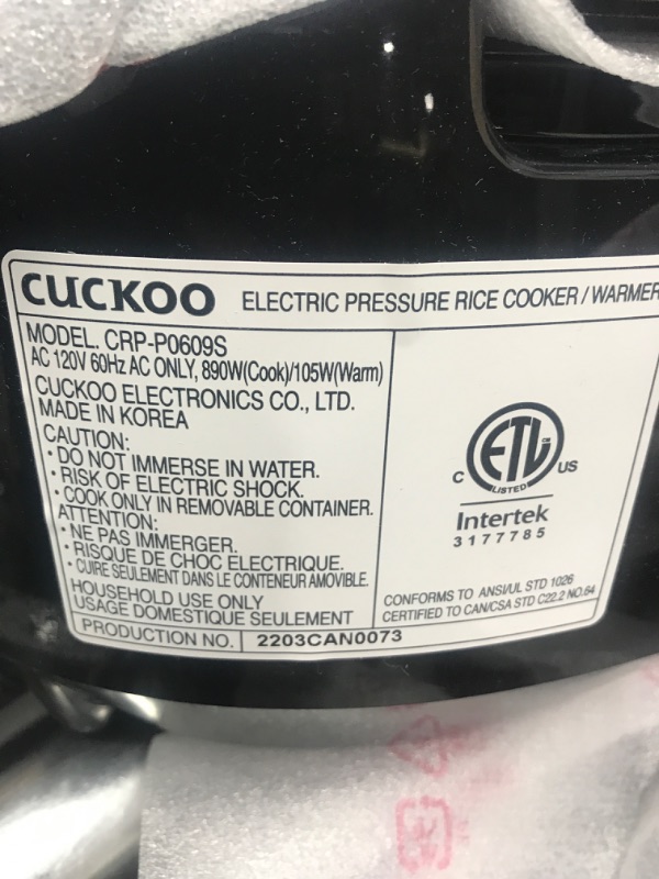 Photo 1 of *** POWERS ON *** CUCKOO CRP-P0609S | 6-Cup (Uncooked) Pressure Rice Cooker | 12 Menu Options: Quinoa, Nu Rung Ji, GABA/Brown Rice & More, Made in Korea | Black/Copper