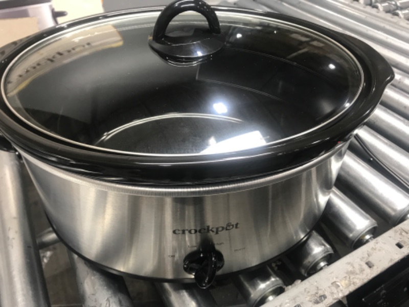 Photo 3 of *** POWERS ON *** Crock-Pot 7-Quart Oval Manual Slow Cooker | Stainless Steel (SCV700-S-BR) Stainless 7 Qt Cooker