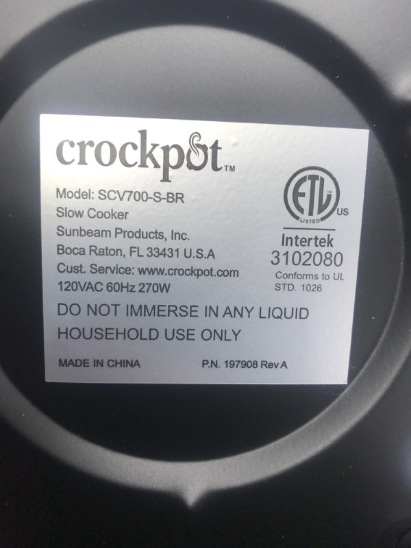 Photo 3 of *** POWERS ON *** Crock-Pot 7-Quart Oval Manual Slow Cooker | Stainless Steel (SCV700-S-BR) Stainless 7 Qt Cooker