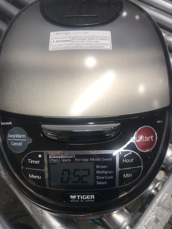 Photo 3 of *** POWERS ON *** Tiger JAX-T10U-K 5.5-Cup (Uncooked) Micom Rice Cooker with Food Steamer & Slow Cooker, Stainless Steel Black