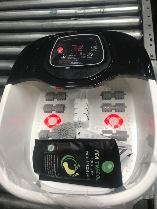 Photo 2 of *** POWERS ON ** Foot Spa Bath Massager with Heat, Epsom Salt,Bubbles, Vibration and Red Light,8 Massage Roller Pedicure Foot Spa Tub for Stress Relief,Foot Soaker with Acupressure Massage Points&Temperature Control