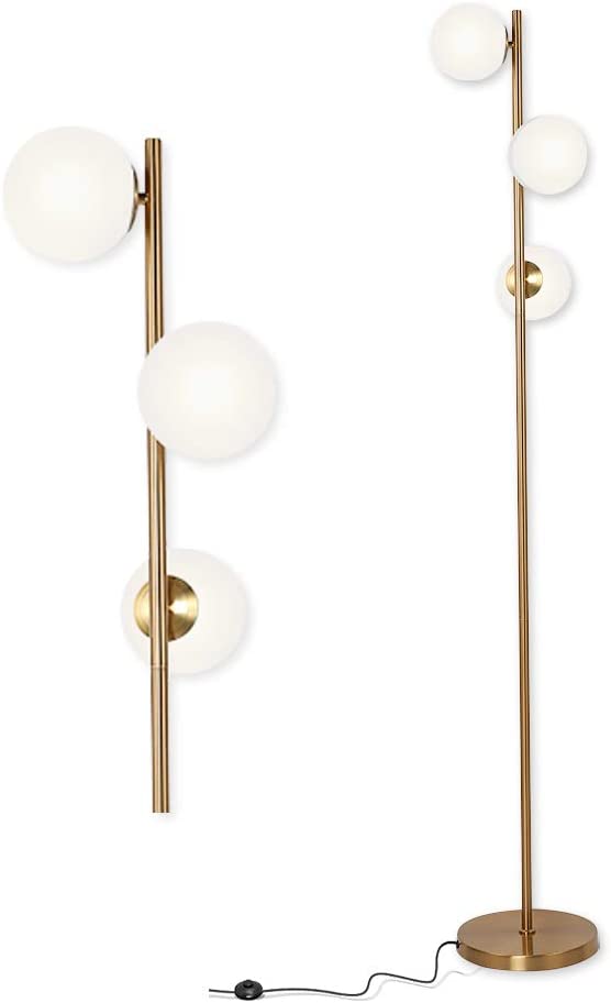 Photo 1 of YHTlaeh Floor Lamp Modern 3 Globe for Living Room Bright Lighting LED Standing Light for Bedrooms Offices (Brushed Brass)
