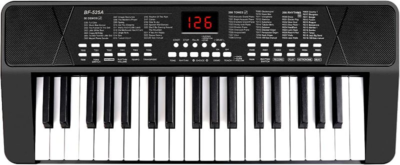 Photo 1 of M SANMERSEN Piano Keyboard for Beginners, 37 Keys Built-in 1200mA Rechargeable Battery Electronic Piano Keyboard Portable Music Piano Keyboard with Mic LED Screen Teaching Gift for Beginners, Black