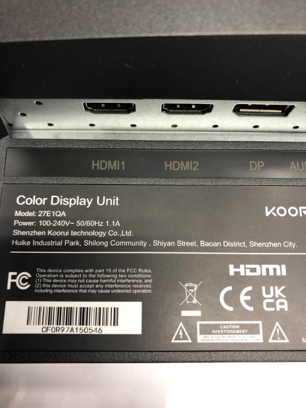 Photo 2 of KOORUI 27 Inch QHD Gaming Monitor 144 Hz, VA, 1ms, DCI-P3 90% Color Gamut, FreeSync G-Sync Compatible, (2560x1440, HDMI, DisplayPort) Black 27inch/144HZ/QHD/VA