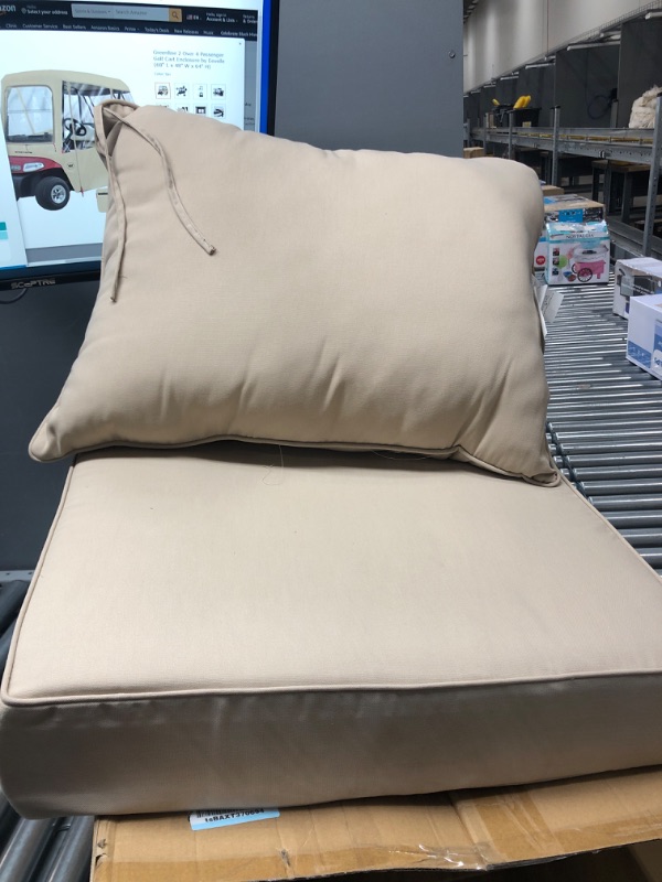Photo 1 of Amazon Basics Deep Seat Patio Seat and Back Cushion Set - Khaki Khaki Deep Seat Cushion