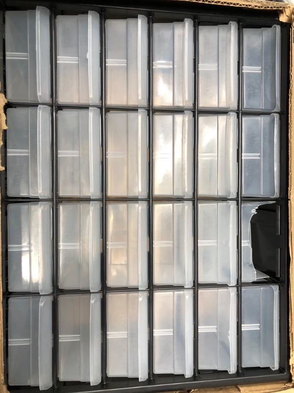 Photo 1 of Akro-Mils 10124, 24 Drawer Plastic Parts Storage Hardware and Craft Cabinet, 20-Inch W x 6-Inch D x 16-Inch H, Black
