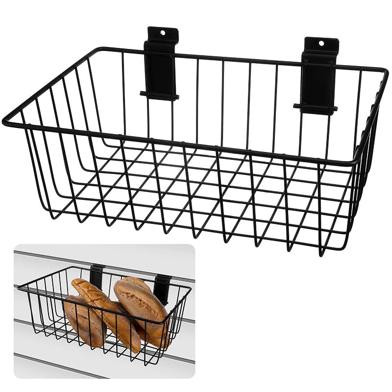 Photo 1 of ****STOCK PHOTO FOR REFERENCE ONLY*** Eaasty Slatwall Basket Ventilated Metal Slatwall Baskets Mounted Slatwall Baskets Hanging Slatwall Accessories for Storage Display on Garage Slatwall Panels, 23 x 13 (3 Pc)
