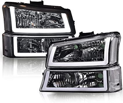 Photo 4 of  Headlight, Compatible with 03-06 Chevy Silverado 1500 2500 3500 HD Model/03-06 Avalanche 1500 2500(Fit No Cladding only)/2007 Silverado 1500 2500 3500 Clear Lens Chrome Housing Clear Corner