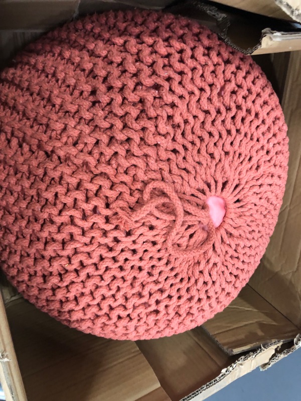 Photo 3 of  Chunky Knit Round Shaped Throw Pillow COLOR COARL