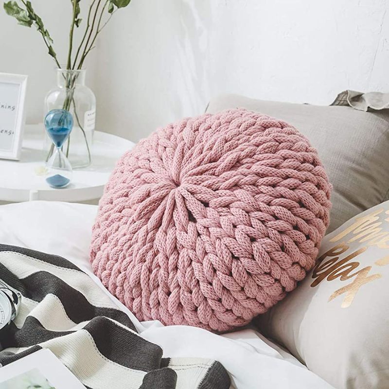 Photo 1 of  Chunky Knit Round Shaped Throw Pillow COLOR COARL