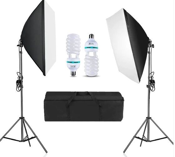 Photo 1 of 2 PCS Soft Box Lights With Light Stands - Lighting Kit For Studio 60x60cm