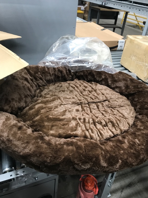 Photo 2 of Best Friends by Sheri The Original Calming Donut Cat and Dog Bed in Lux Fur Dark Chocolate, Large 36x36 Lux Dark Chocolate Large 36" x 36" Bed Only