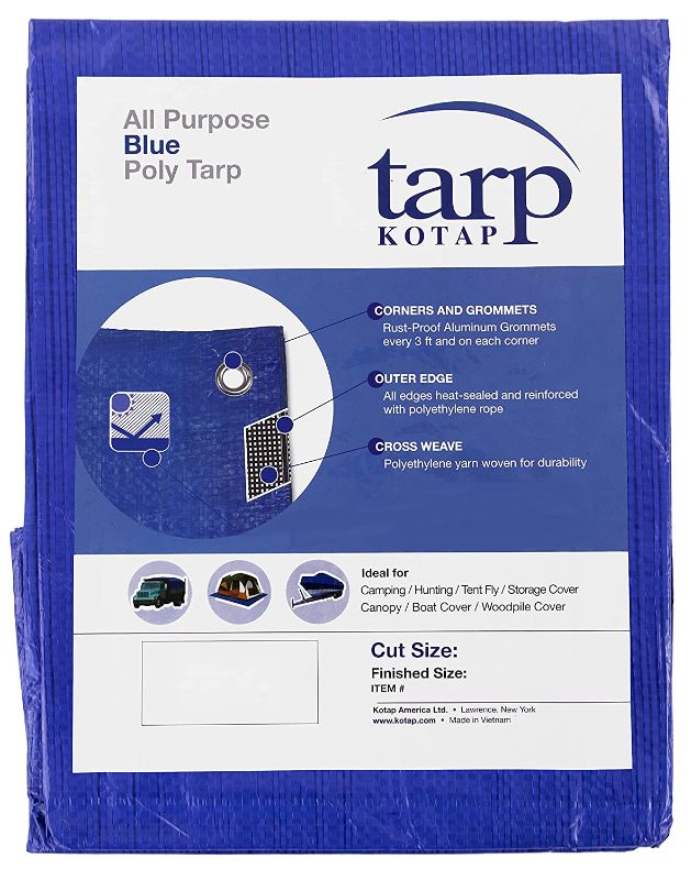 Photo 1 of 14 Kotap Poly Tarps, Blue  16 x 20-Foot
