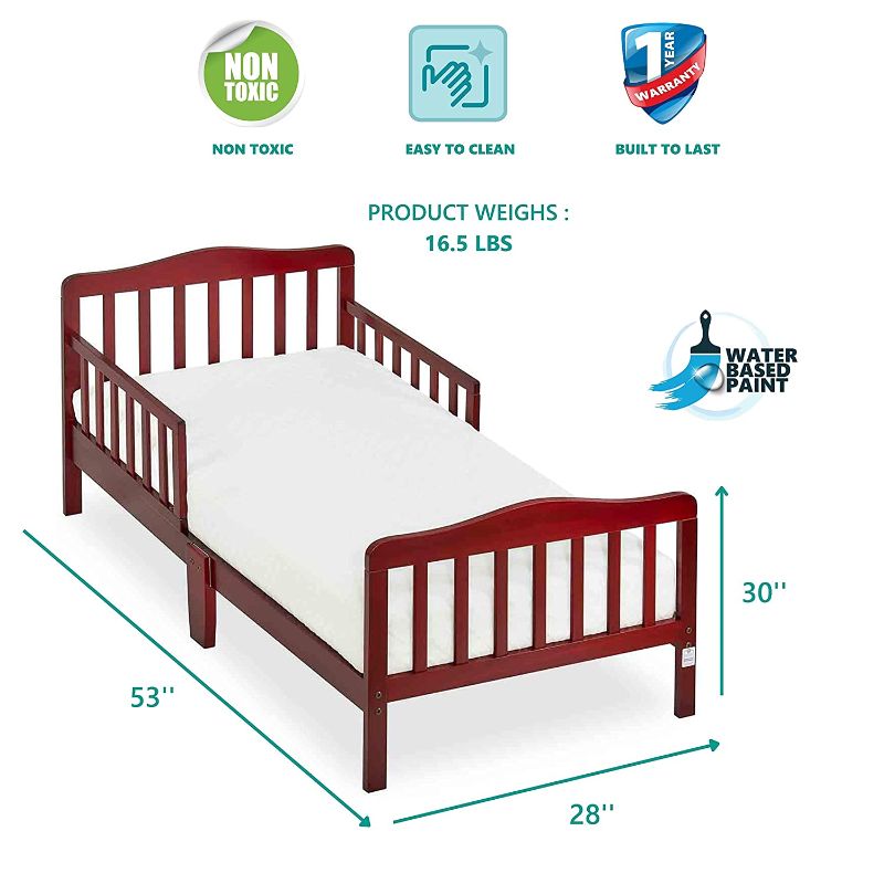 Photo 1 of Dream On Me Classic Design Toddler Bed in Cherry, Greenguard Gold Certified 57x28x30 Inch (Pack of 1)
