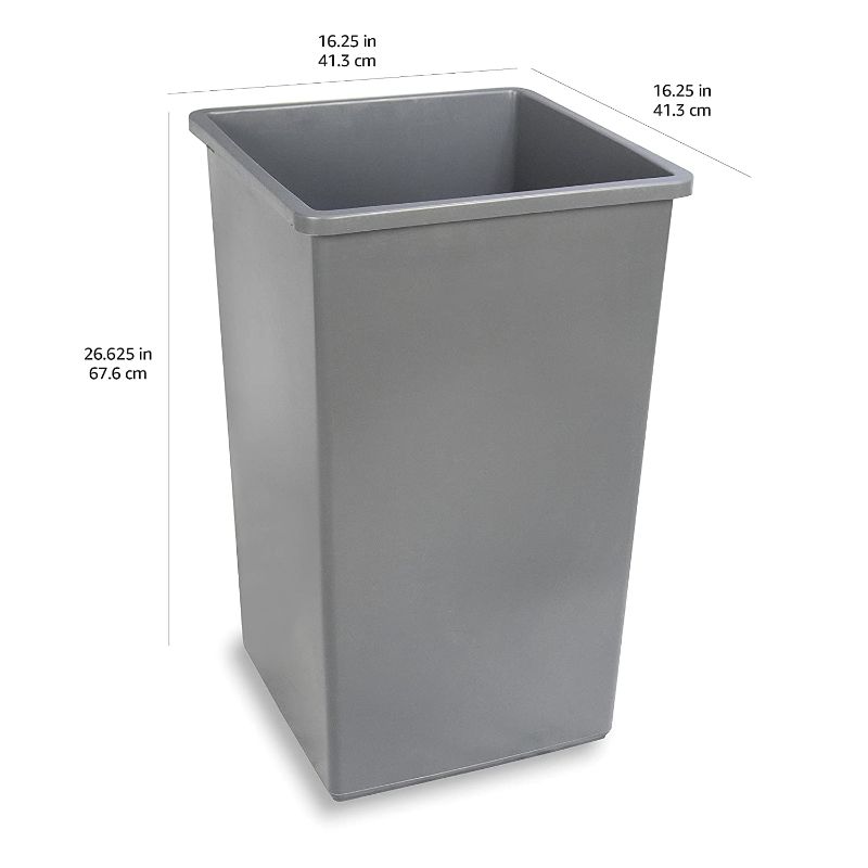 Photo 1 of AmazonCommercial 25 Gallon Square Waste Container, Grey