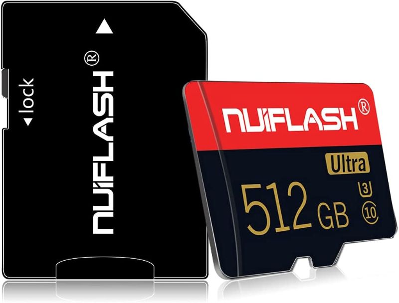 Photo 1 of Micro SD Card 512GB Memory Card 512GB TF Card Class 10 High Speed with Adapter for Camera, Phone, Computer, Dash Cam