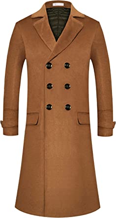 Photo 1 of APTRO Men's Luxury Full Length Trench Coat Long Wool Overcoat Winter Windbreaker