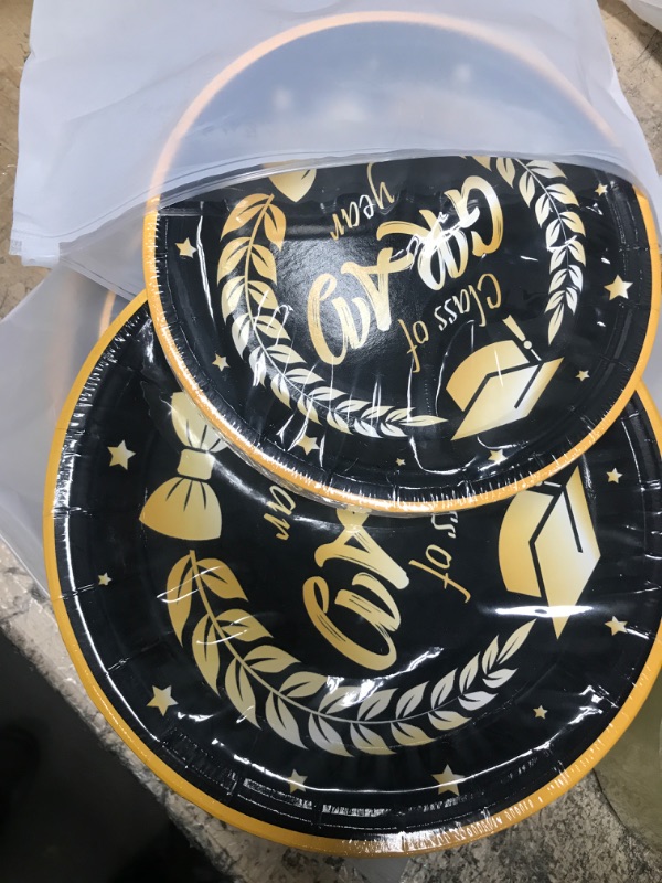 Photo 2 of 2 PACK
2023 Graduation Party Supplies, Graduation Party Decorations 2023, Disposable Dinnerware Set Graduation Paper Plates Congrats Grad! Including 24 Pcs Dinner Plates and Dessert Plates Serves 24 Guests 24guests Black(No tablecloth)