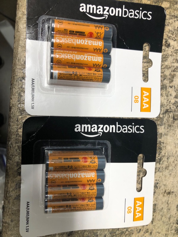 Photo 2 of **2 pack**
Amazon Basics 8 Pack AAA High-Performance Alkaline Batteries, 10-Year Shelf Life, Easy to Open Value Pack,8 Count (Pack of 1)