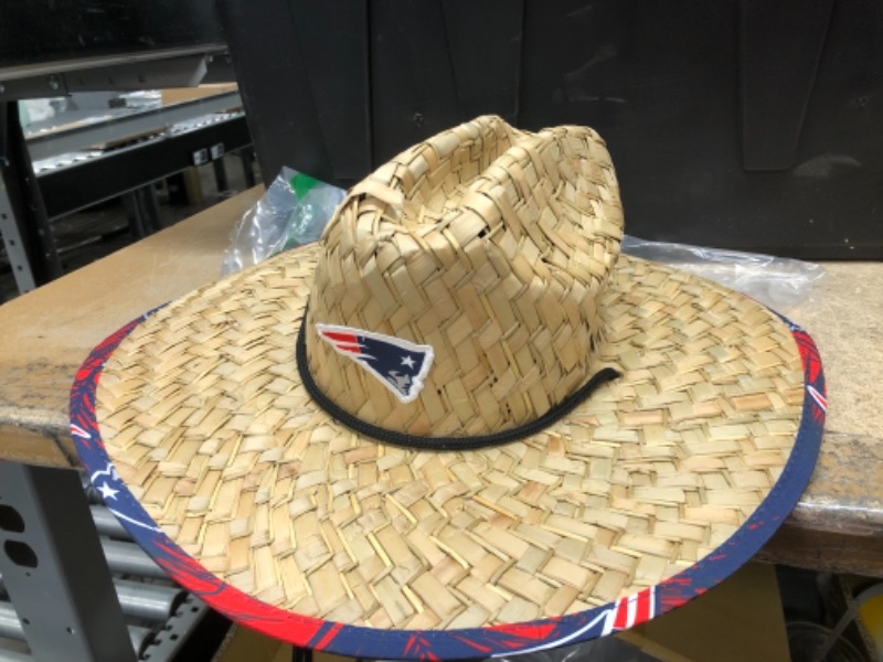 Photo 2 of **MINOR DAMAGE* New England Patriots NFL Floral Straw Hat