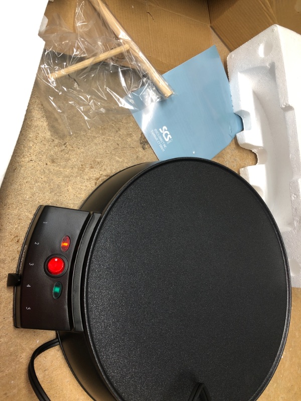 Photo 3 of 12" Griddle & Crepe Maker, Non-Stick Electric Crepe Pan with Batter Spreader and Recipe Guide- Dual Use for Blintzes Eggs Pancakes, Portable, Adjustable Temperature Settings, Holiday Breakfast or Gift