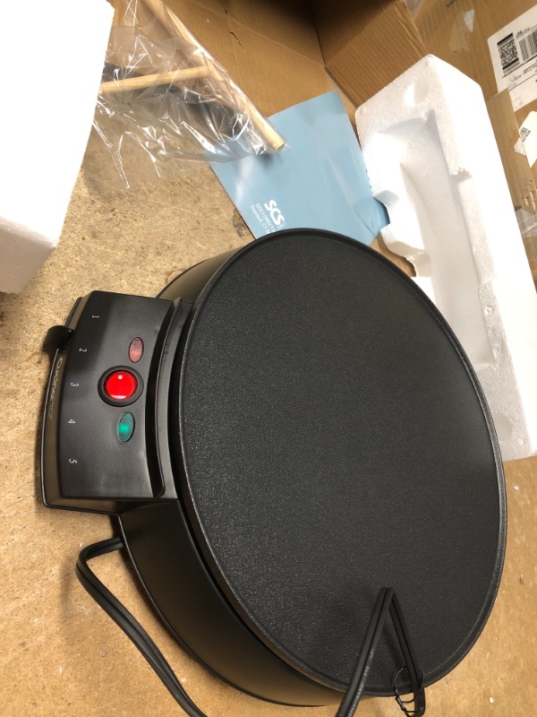 Photo 2 of 12" Griddle & Crepe Maker, Non-Stick Electric Crepe Pan with Batter Spreader and Recipe Guide- Dual Use for Blintzes Eggs Pancakes, Portable, Adjustable Temperature Settings, Holiday Breakfast or Gift