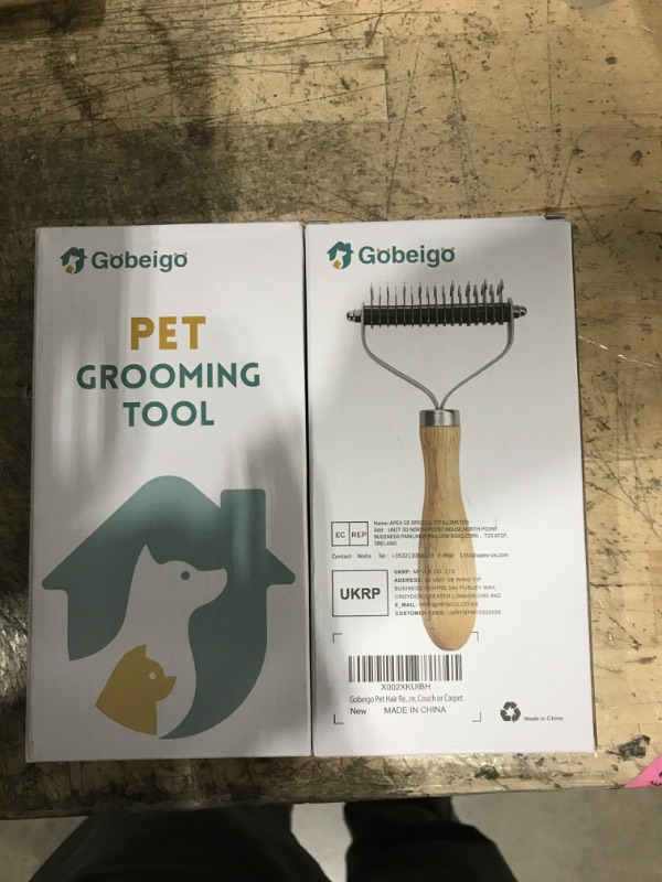 Photo 2 of (BUNDLE OF 2) Gobeigo Pet Grooming Brush, 2 Sided Undercoat Rake for Dogs & Cats, Safe Dematting Comb & Deshedding Tool for Matted Hair/ Tangles Removing, Reduces Shedding for Long Hair/ Small/ Medium/ Large Breeds