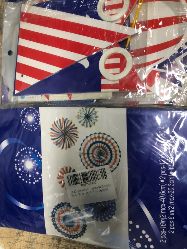 Photo 2 of **2 PACK**
Patriotic Decorations Set - Patriotic/Fourth of July Decor for Home/Outdoor Decor, Independence Day & Memorial Day &Veterans Birthday Party Supplies, USA Flag Pennant Bunting Balloons, Star Confetti, Hanging Swirl (Star Style)