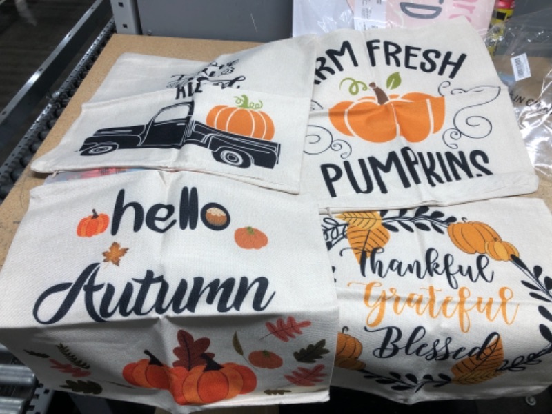 Photo 1 of 4 pack 18 x 18 fall  pumpkin pillow covers 