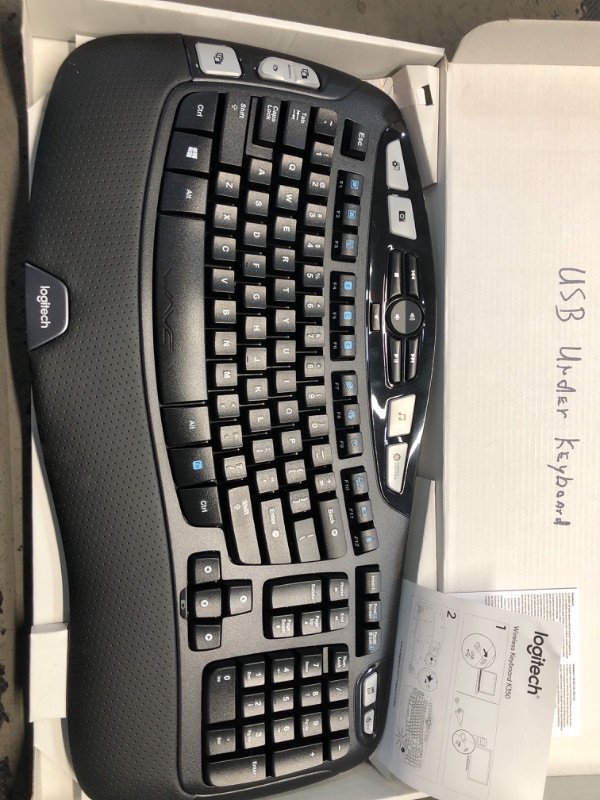 Photo 4 of Logitech K350 Wave Ergonomic Keyboard with Unifying Wireless Technology - Black       