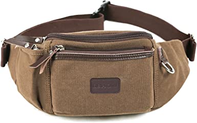 Photo 1 of Eshow Men's Fanny Pack Canvas Waist Pack Waist Bag for Men Belt Bag Outdoors for Morning Jogging Running