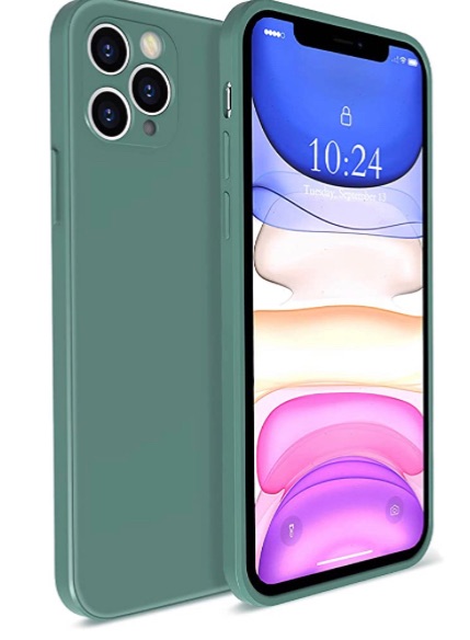 Photo 1 of Liquid Silicone Case Compatible with iPhone 12 Pro Max 6.7 inch, Gel Rubber Full Camera Protection Shockproof Water Dust Resistant Cover Case (Midnight Green) 2 pack