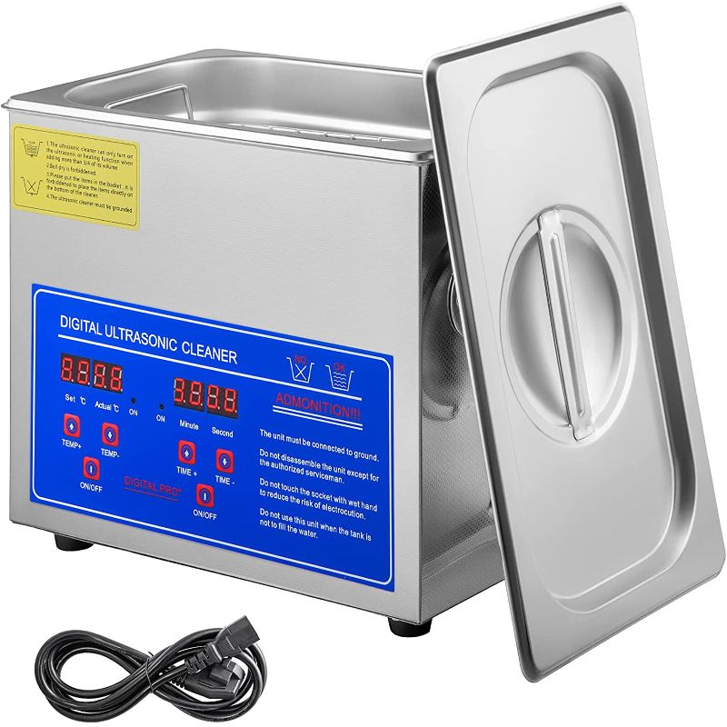 Photo 1 of VEVOR Ultrasonic Cleaner with Digital Timer & Heater, Professional Ultra Sonic Jewelry Cleaner, Stainless Steel Heated Cleaning Machine for Glasses Watch Rings Small Parts Circuit Board (3L)
