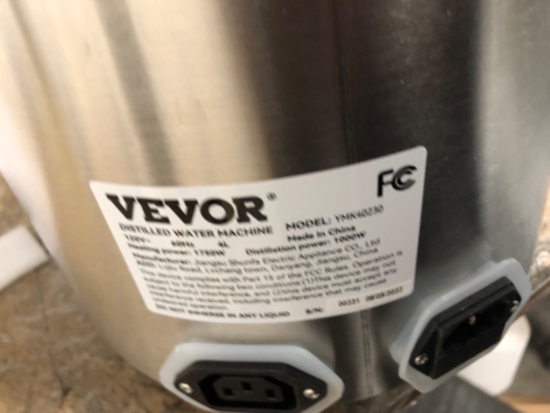 Photo 6 of **SEE NOTES** VEVOR 4L Water Distiller 1.5L/H Distilled Water Maker Timing Dual-Temp Silver

