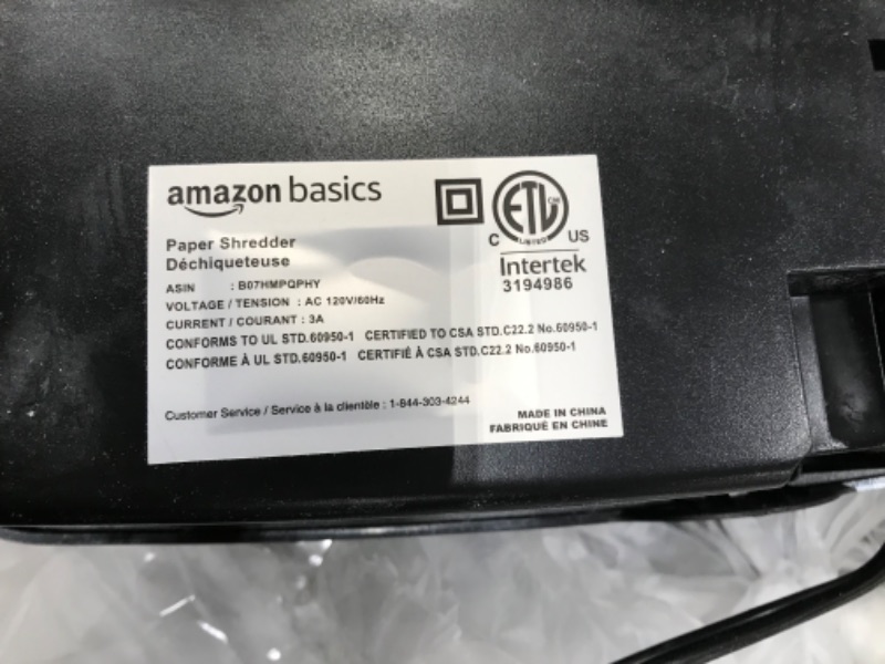 Photo 3 of Amazon Basics 12-Sheet Cross-Cut Paper and Credit Card Home Office Shredder 12 Sheet Shredder