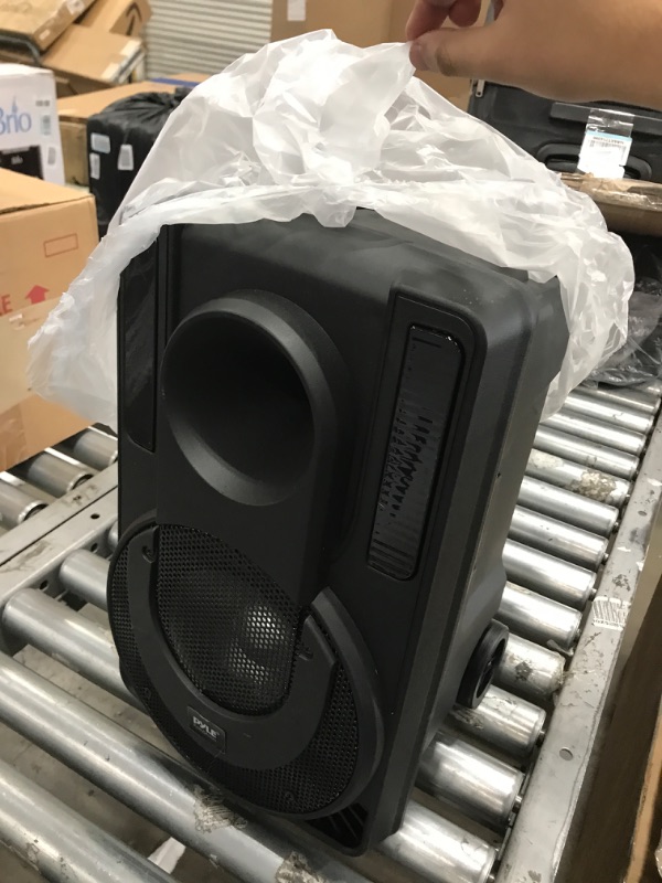 Photo 3 of 8’’ Portable PA Speaker System - Wireless BT Streaming PA & Karaoke Party Audio Speaker, Two Wireless Mic, Wired Microphone, Tablet Stand, Flashing Party Lights, MP3/USB//FM Radio - PHPWA8TB 8 inch Speaker System