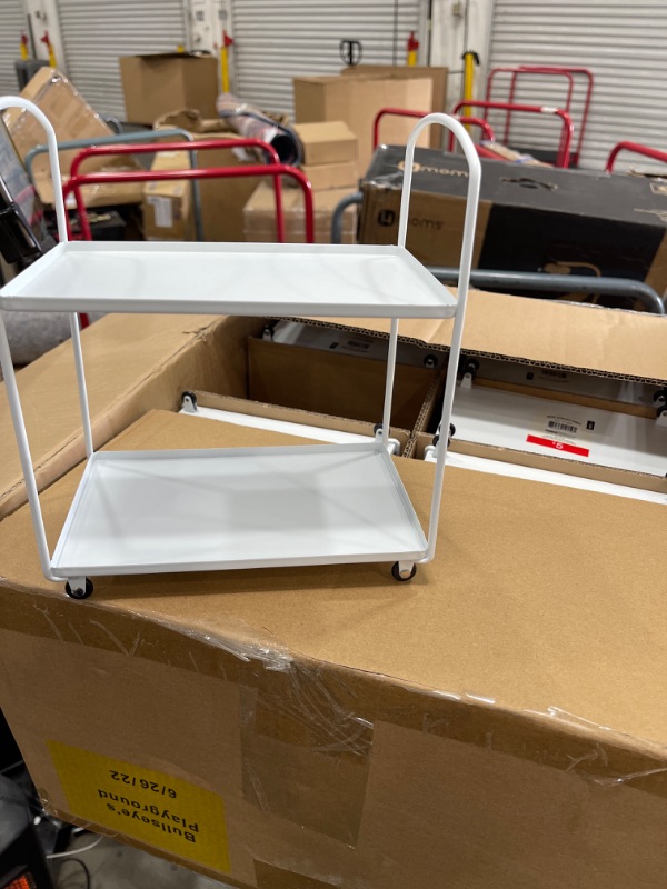 Photo 1 of 2 Tier Miniature Metal Utility Cart With Wheels 9 in (H) x7.5 in (L) x 5 in (D) 8 count