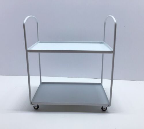 Photo 1 of 2 Tier Miniature Metal Utility Cart With Wheels 9 in (H) x7.5 in (L) x 5 in (D) 8 count