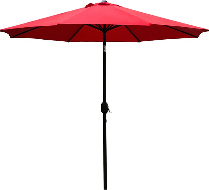 Photo 1 of 9' Patio Umbrella Outdoor Table Umbrella with 8 Sturdy Ribs (Red)