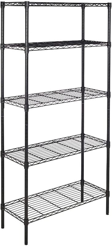 Photo 1 of Amazon Basics 5-Shelf Adjustable, Storage Shelving Unit, Steel Organizer Wire Rack, Black & 3-Shelf Adjustable, Storage Shelving Unit, Steel Organizer Wire Rack, Black
