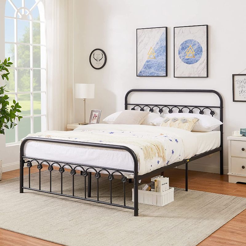 Photo 1 of 
VECELO Bed Frame Full Size Metal Platform with Headboard & Footboard, Premium Steel Slat Support Mattress Foundation
Style:Classic
Color:Black