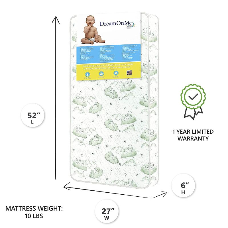 Photo 1 of 
Dream On Me, Nirvana 6” 96 Coil Inner Spring Crib And Toddler Mattress I Waterproof I Green Guard Gold Certified I 10 Years Manufacture Warranty I Vinyl...
